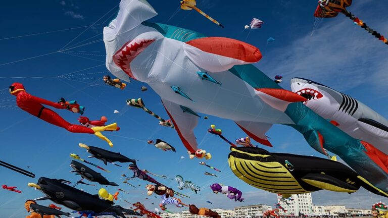 Riesendrachen und Oktopus-Kites am Himmel über Fanø