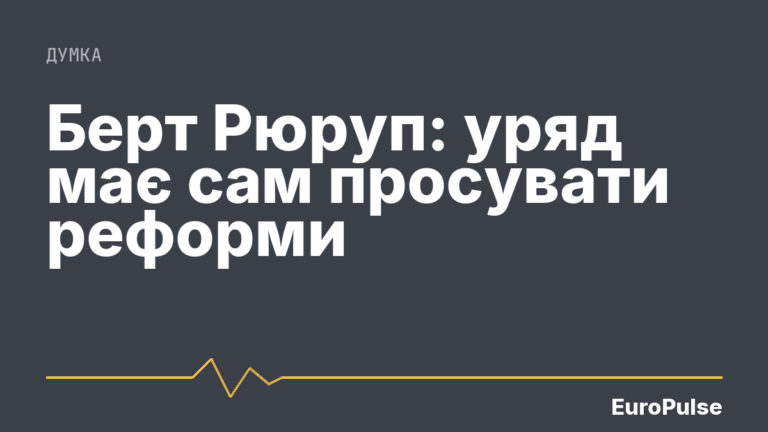 Берт Рюруп: уряд має сам просувати реформи