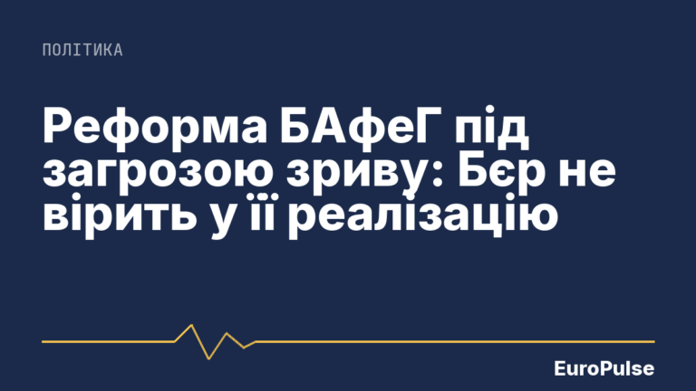 Реформа БАфеГ під загрозою зриву: Бєр не вірить у її реалізацію