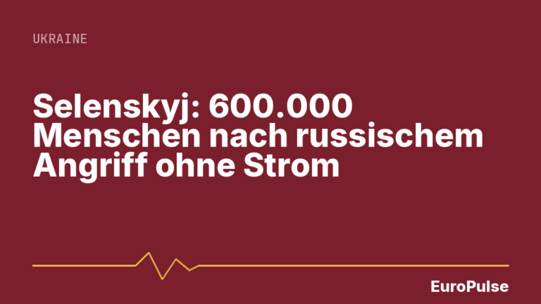 Selenskyj: 600.000 Menschen nach russischem Angriff ohne Strom