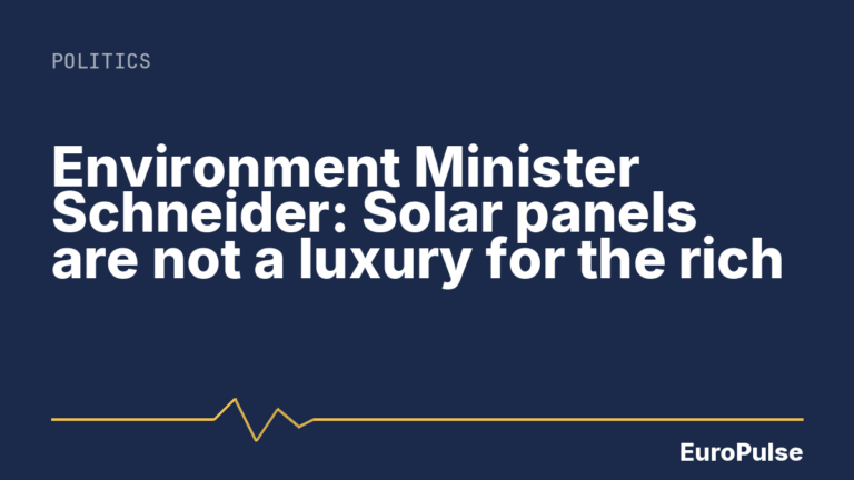 Environment Minister Schneider: Solar panels are not a luxury for the rich