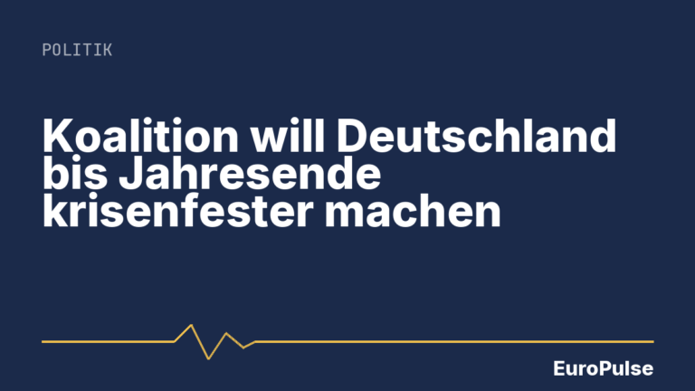 Koalition will Deutschland bis Jahresende krisenfester machen