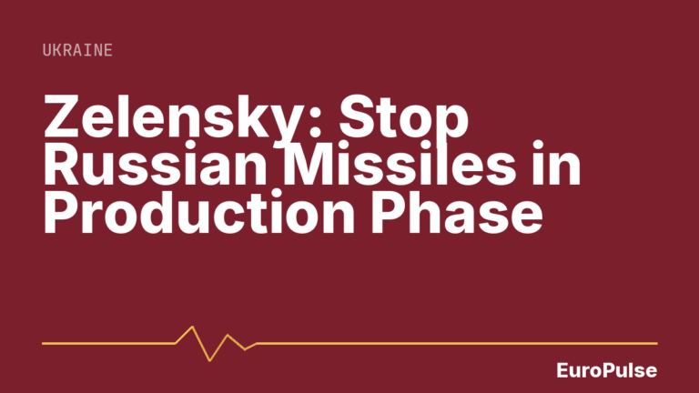 Zelensky: Stop Russian Missiles in Production Phase
